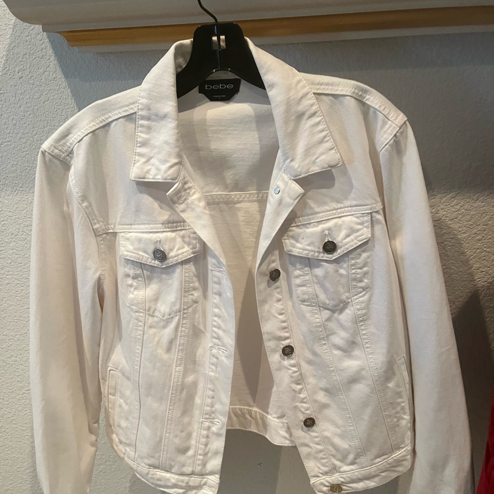 Bebe Elegant White Denim Jacket